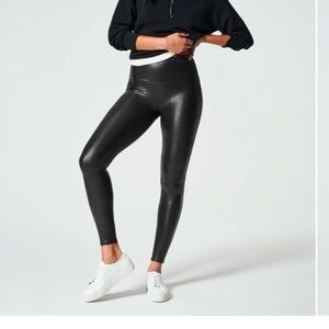 SPANX Faux Leather Leggings, Size L/G, Black